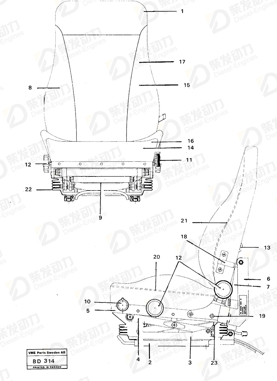 VOLVO Operator's Seat 11058202 Drawing