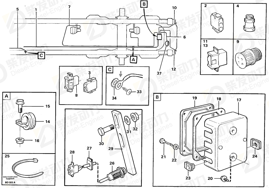 VOLVO Cable harness 11061219 Drawing