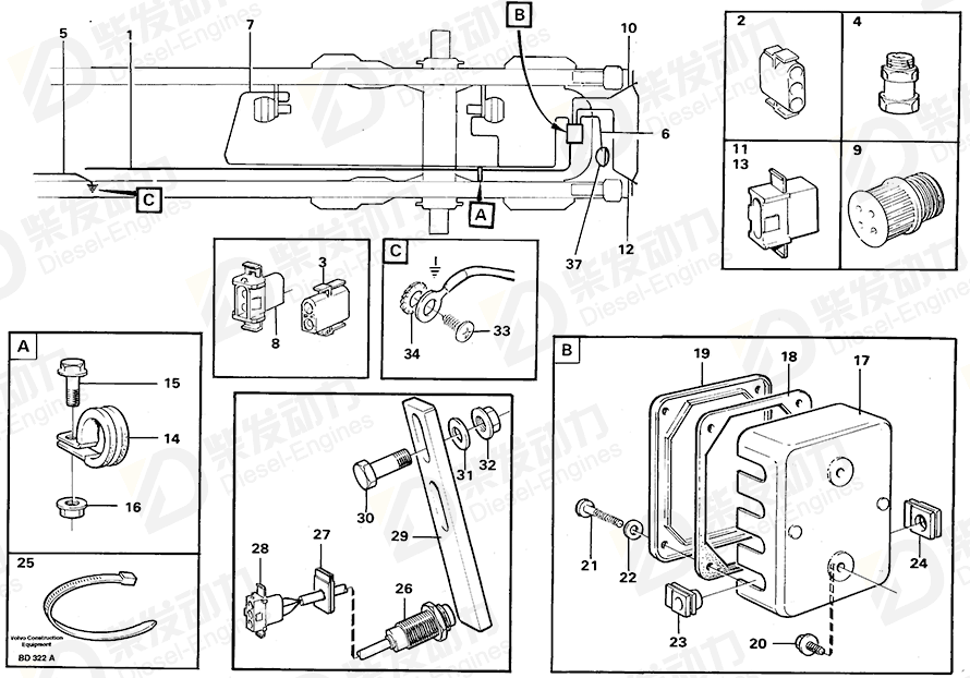 VOLVO Cable harness 11061219 Drawing VOLVO Cable harness 11061219 Drawing