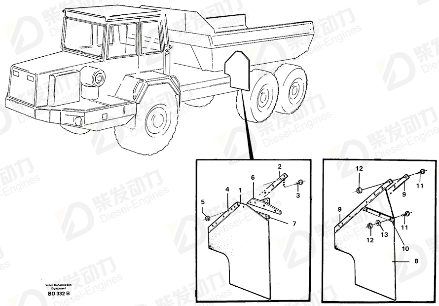 VOLVO Mudflap 11054762 Drawing