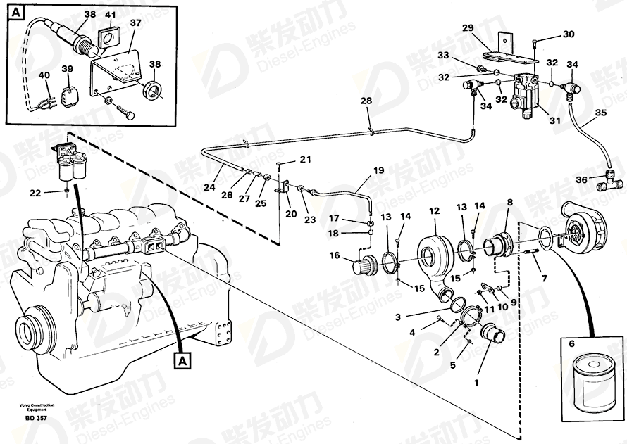 VOLVO Hose assembly 948525 Drawing VOLVO Hose assembly 948525 Drawing