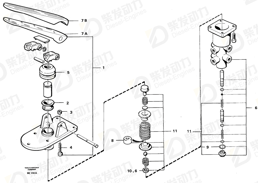 VOLVO Footbrake valve 4872211 Drawing
