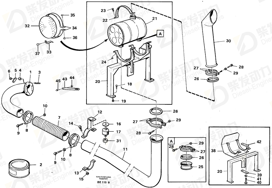 VOLVO Exhaust pipe 11057053 Drawing