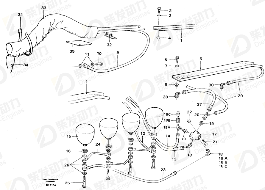 VOLVO Hose assembly 13932707 Drawing