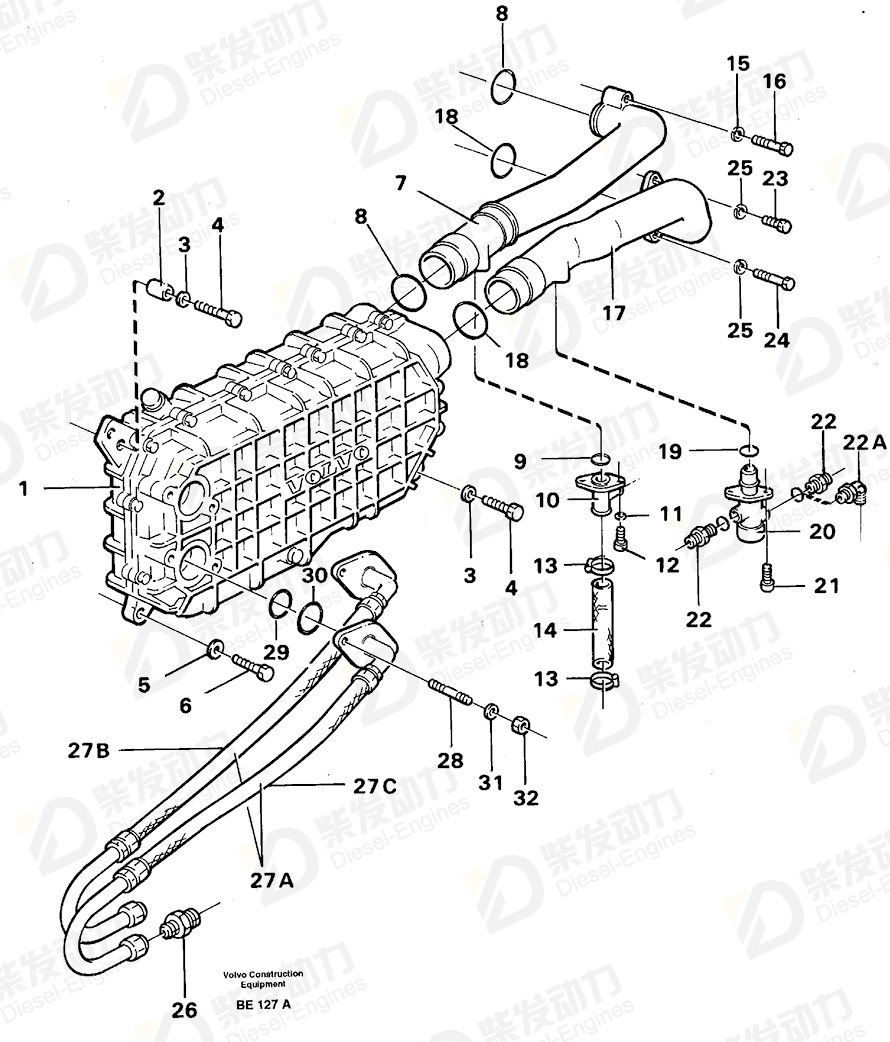 VOLVO Hose connection 1544353 Drawing