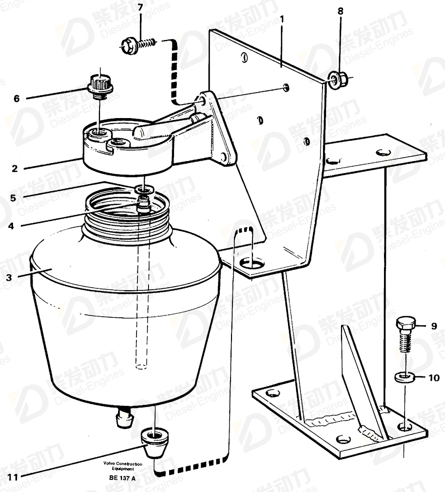 VOLVO Antifreeze reservoir 11061748 Drawing VOLVO Antifreeze reservoir 11061748 Drawing