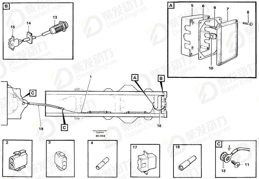 VOLVO Cable harness 11061810 Drawing VOLVO Cable harness 11061810 Drawing