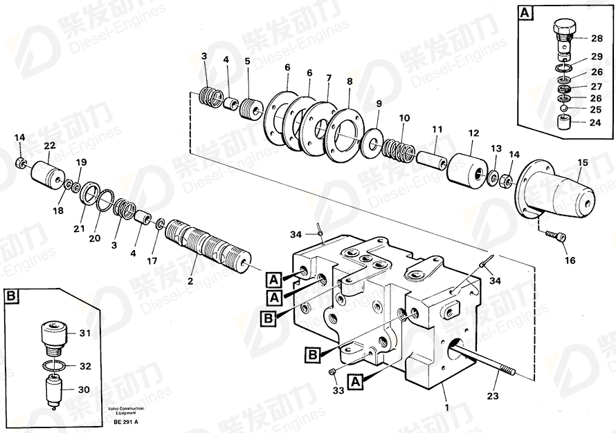 VOLVO Control valve 11053869 Drawing