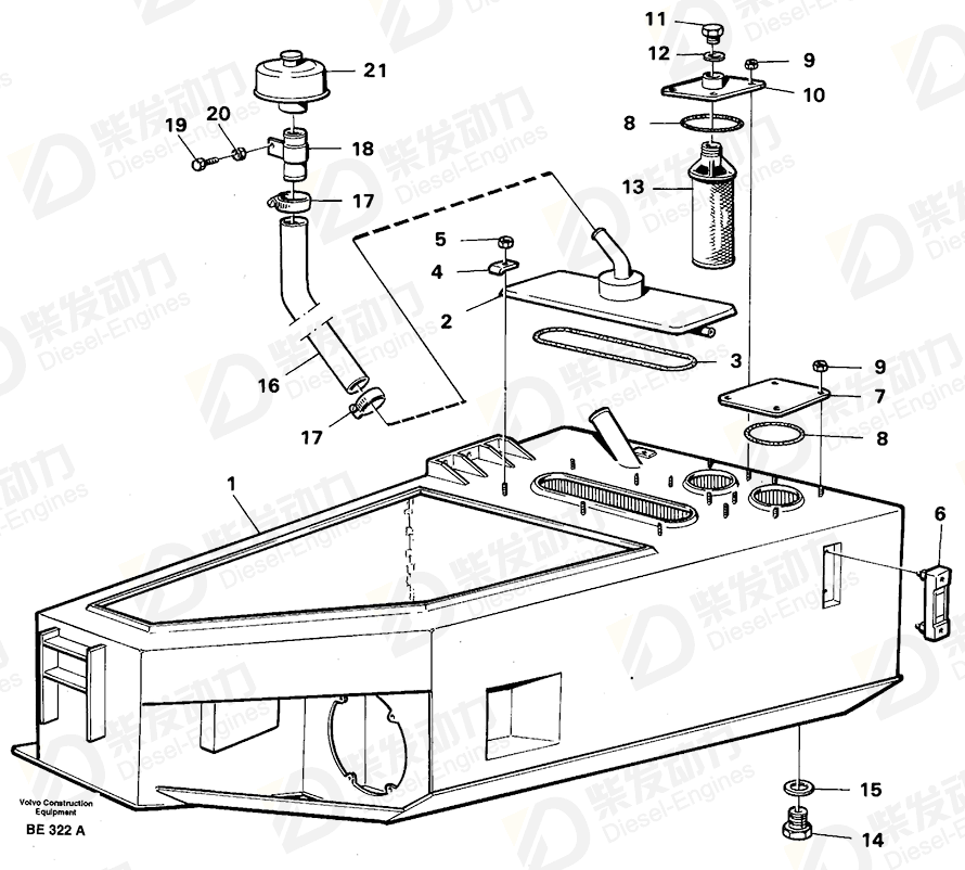 VOLVO Hydr fluid tank 11057321 Drawing VOLVO Hydr fluid tank 11057321 Drawing