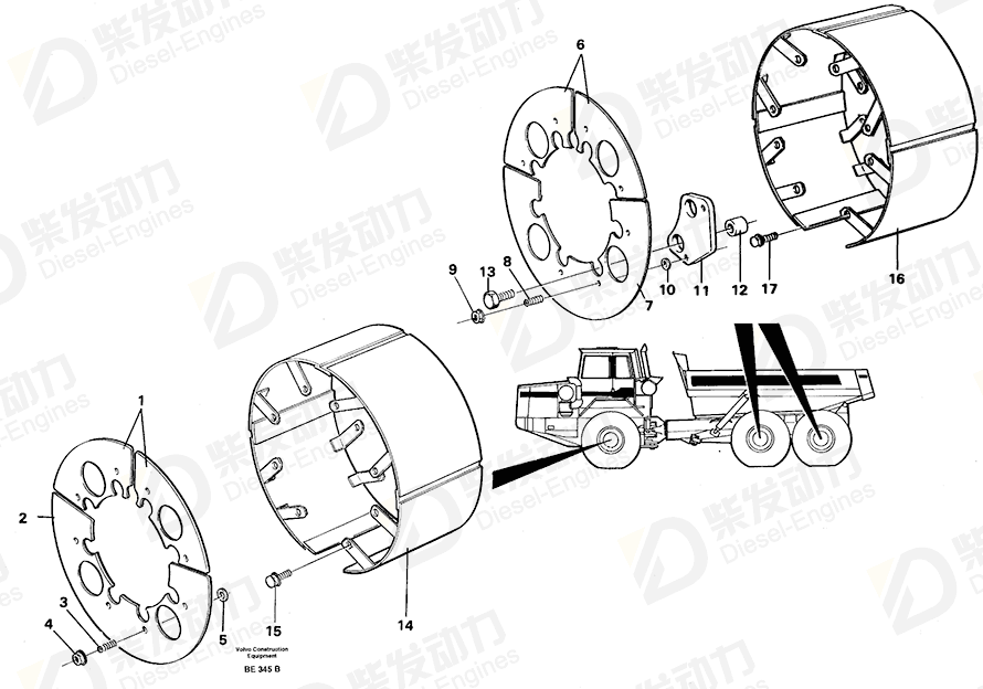 VOLVO Brake Shield 11060613 Drawing VOLVO Brake Shield 11060613 Drawing