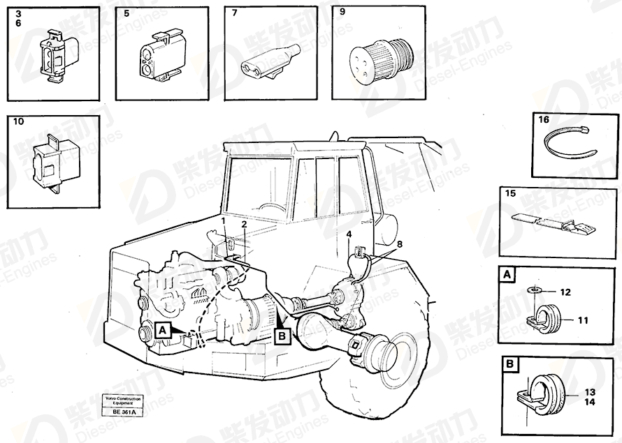 VOLVO Cable harness 11061330 Drawing