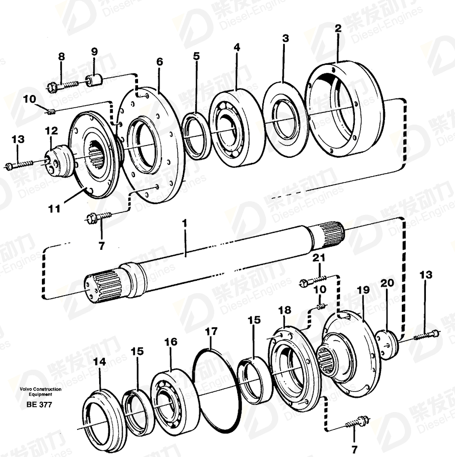 VOLVO Countershaft 11050943 Drawing VOLVO Countershaft 11050943 Drawing