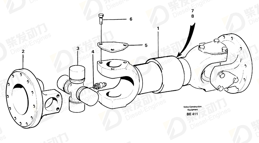 VOLVO Propeller shaft 11050234 Drawing VOLVO Propeller shaft 11050234 Drawing