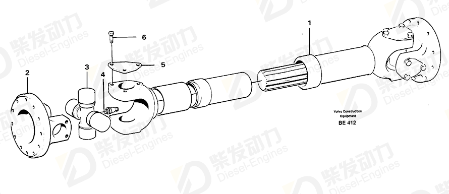 VOLVO Propeller shaft 11043048 Drawing VOLVO Propeller shaft 11043048 Drawing