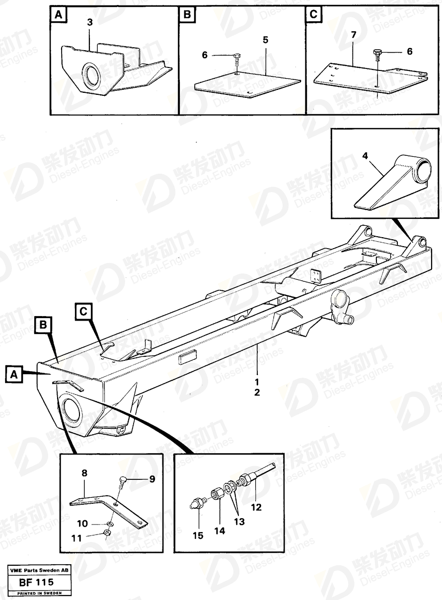 VOLVO Rear frame 11056626 Drawing VOLVO Rear frame 11056626 Drawing