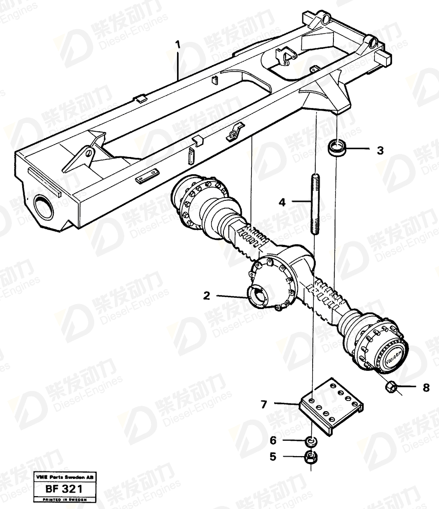 VOLVO Rear frame 11054453 Drawing VOLVO Rear frame 11054453 Drawing