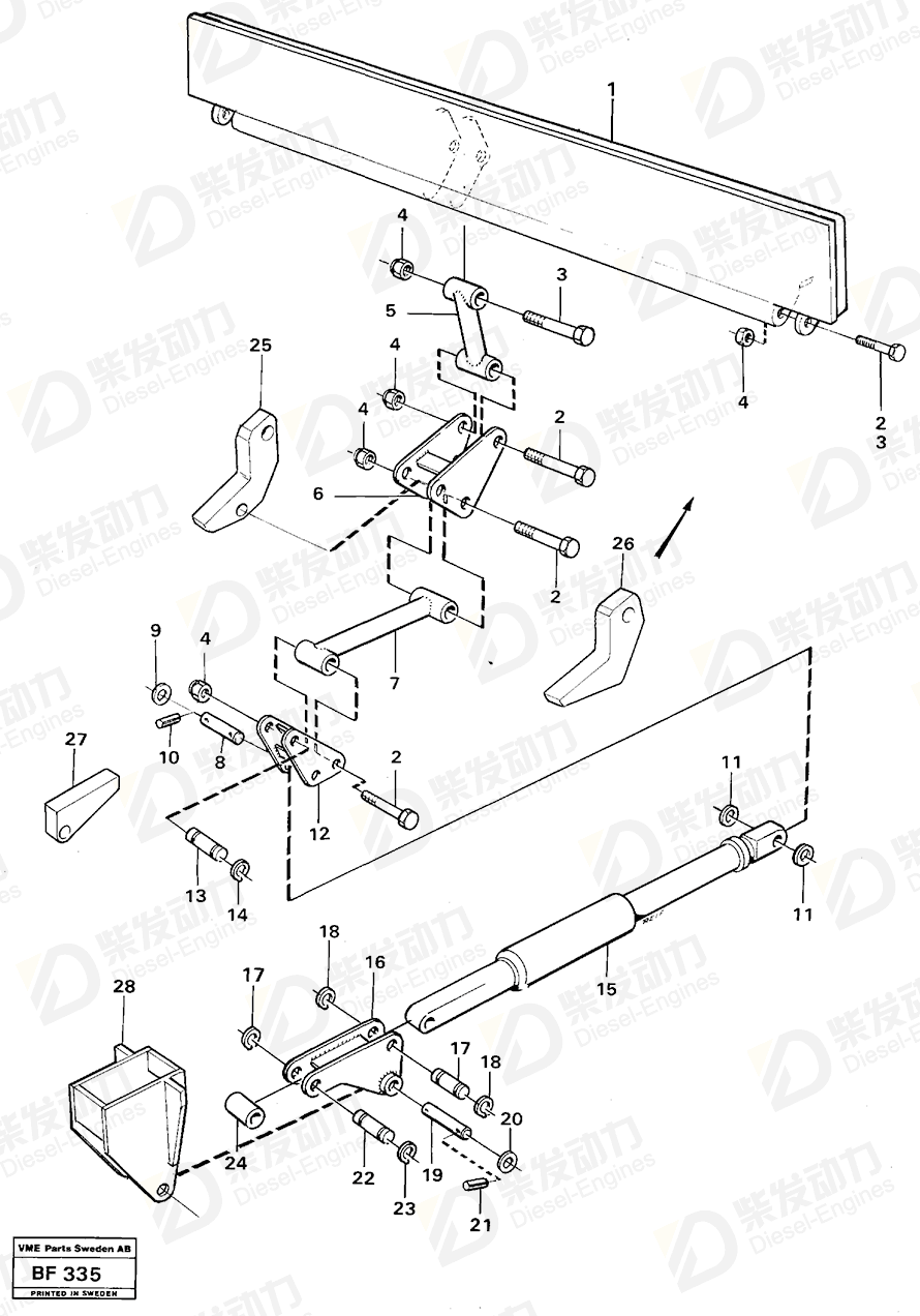VOLVO Gas spring 11054845 Drawing VOLVO Gas spring 11054845 Drawing