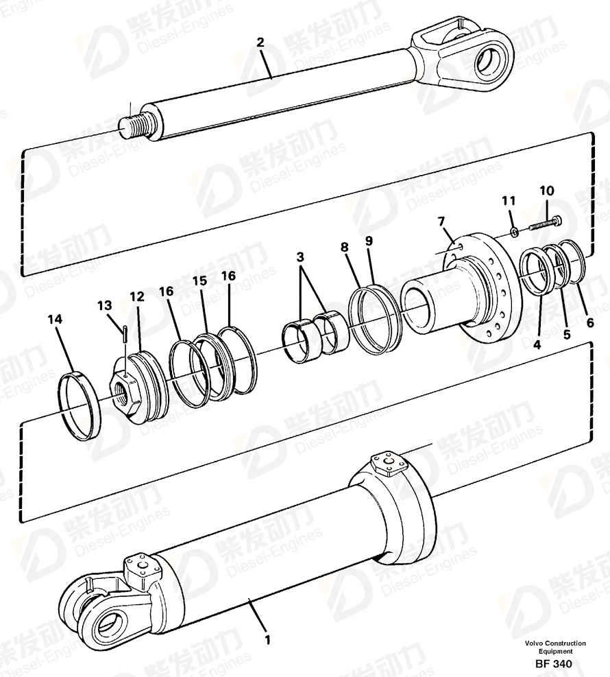 VOLVO Hydraulic cylinder 11005475 Drawing VOLVO Hydraulic cylinder 11005475 Drawing