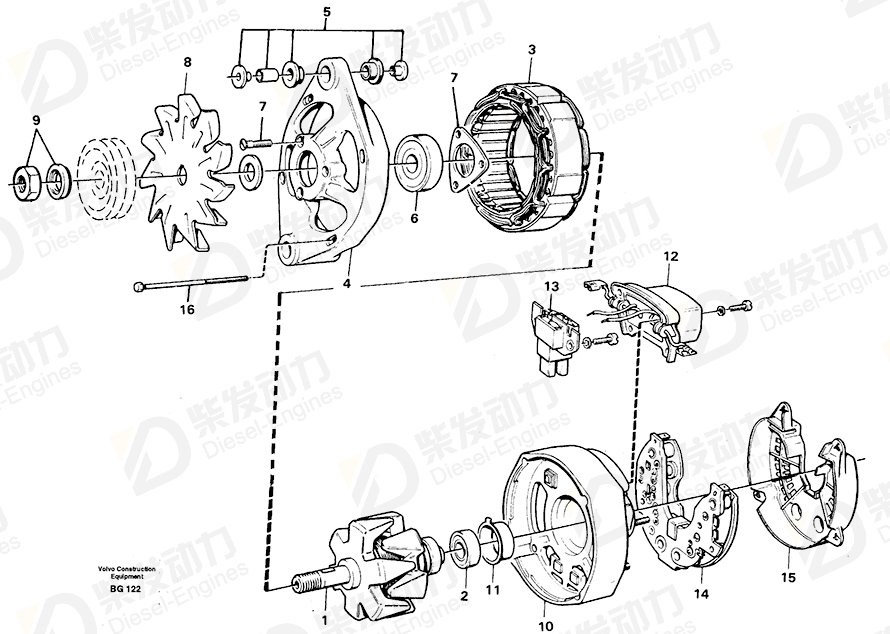 VOLVO Alternator 11063163 Drawing VOLVO Alternator 11063163 Drawing