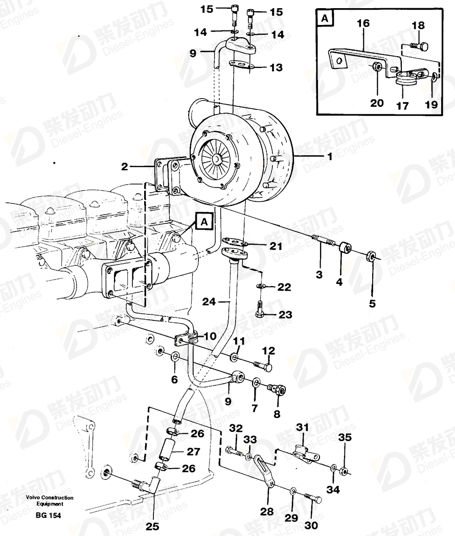 VOLVO Oil return pipe 11031826 Drawing