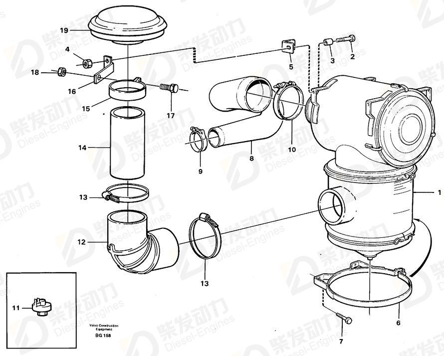 VOLVO Hose clamp 11062200 Drawing