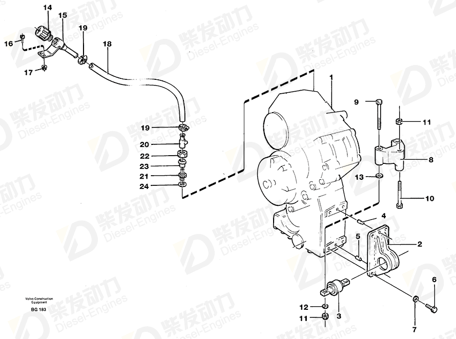 VOLVO Filler pipe 11051541 Drawing VOLVO Filler pipe 11051541 Drawing