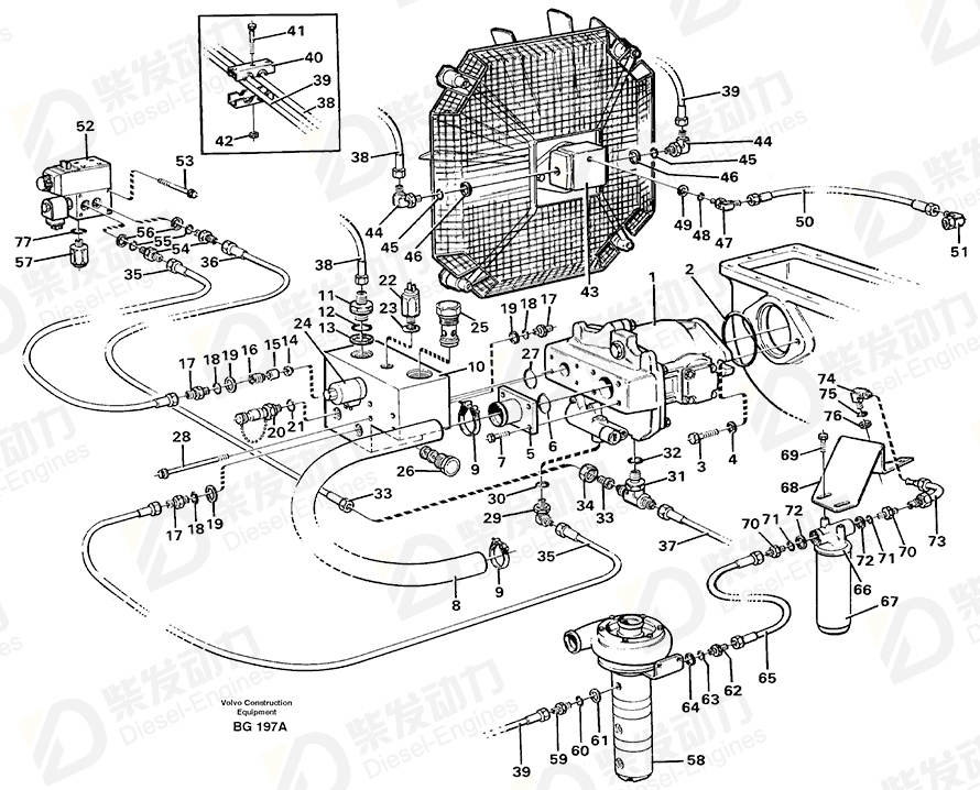 VOLVO Hose assembly 13933102 Drawing VOLVO Hose assembly 13933102 Drawing