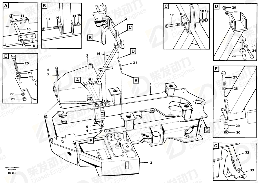 VOLVO Front frame 11052249 Drawing