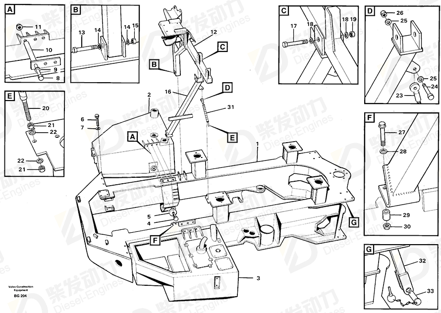 VOLVO Front frame 11052249 Drawing VOLVO Front frame 11052249 Drawing