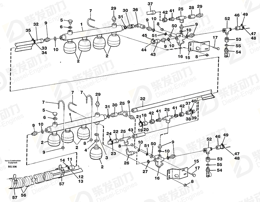 VOLVO Hose protection 11061646 Drawing