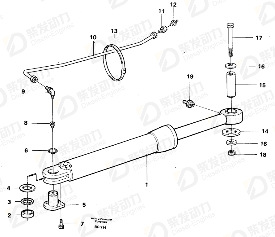 VOLVO Hydraulic cylinder 11088298 Drawing VOLVO Hydraulic cylinder 11088298 Drawing