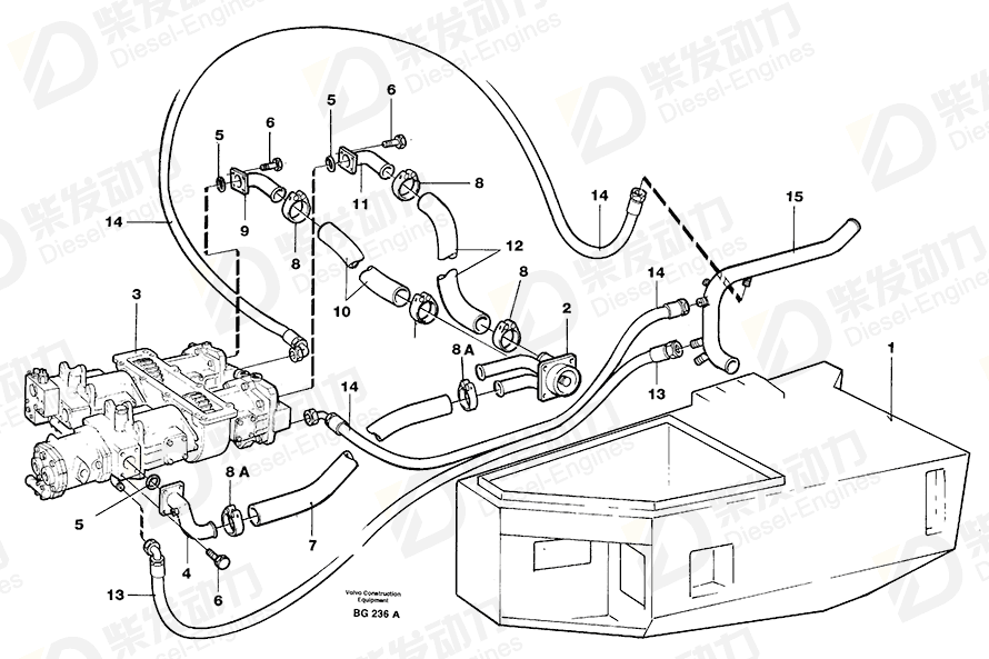 VOLVO Suction pipe 11061843 Drawing VOLVO Suction pipe 11061843 Drawing