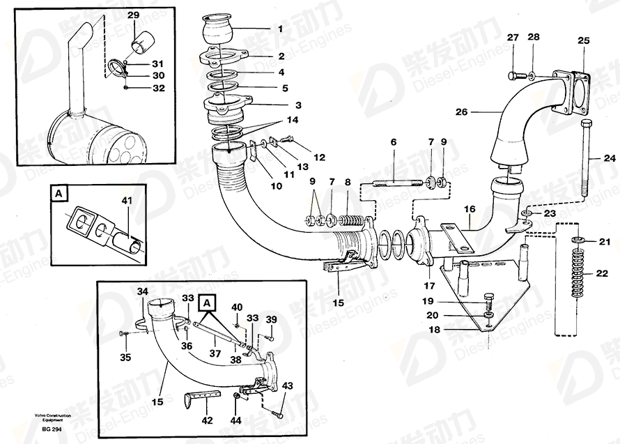 VOLVO Exhaust pipe 11051686 Drawing VOLVO Exhaust pipe 11051686 Drawing