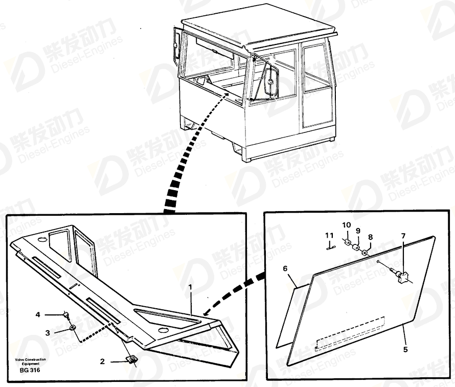 VOLVO Protecting cover 11058471 Drawing