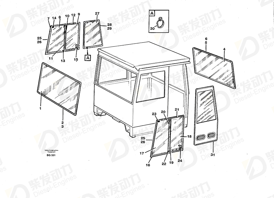 VOLVO Side Window 11058557 Drawing VOLVO Side Window 11058557 Drawing