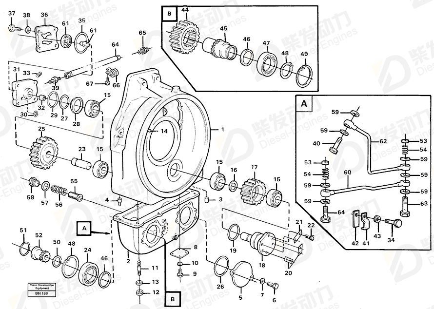 VOLVO Gearbox housing 11030637 Drawing VOLVO Gearbox housing 11030637 Drawing