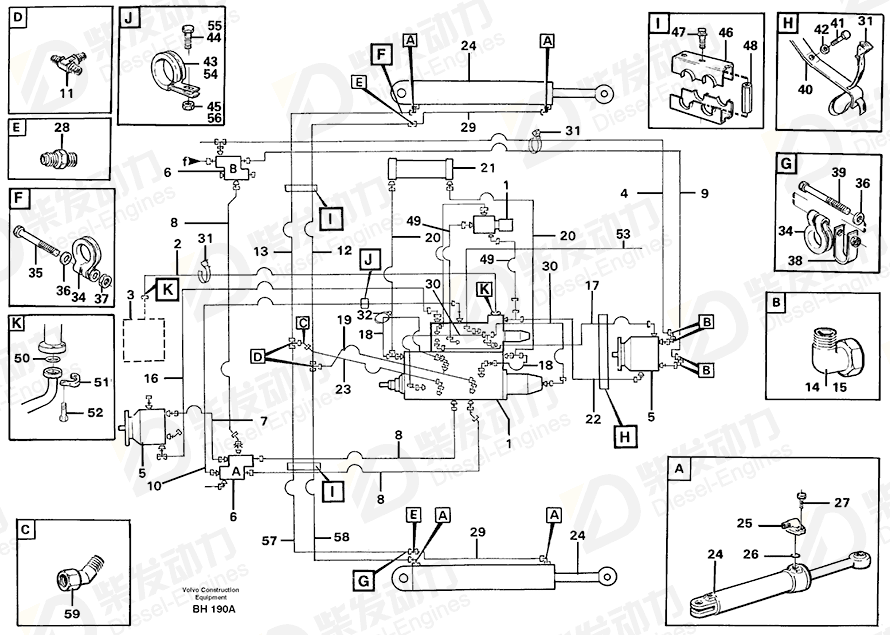 VOLVO Hose assembly 931848 Drawing VOLVO Hose assembly 931848 Drawing