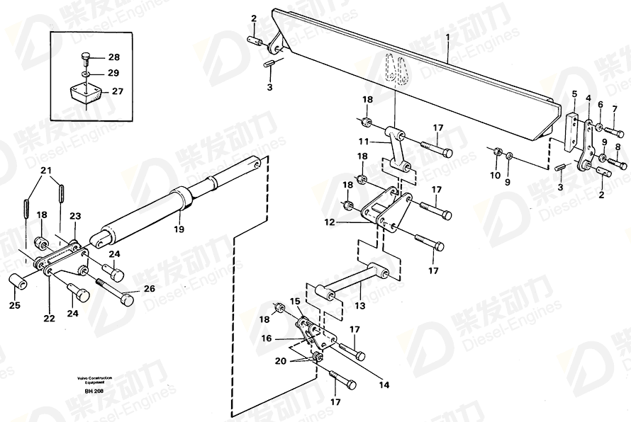 VOLVO Hand lever 11050447 Drawing