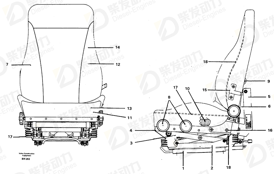 VOLVO Seat spring suspension 11999295 Drawing