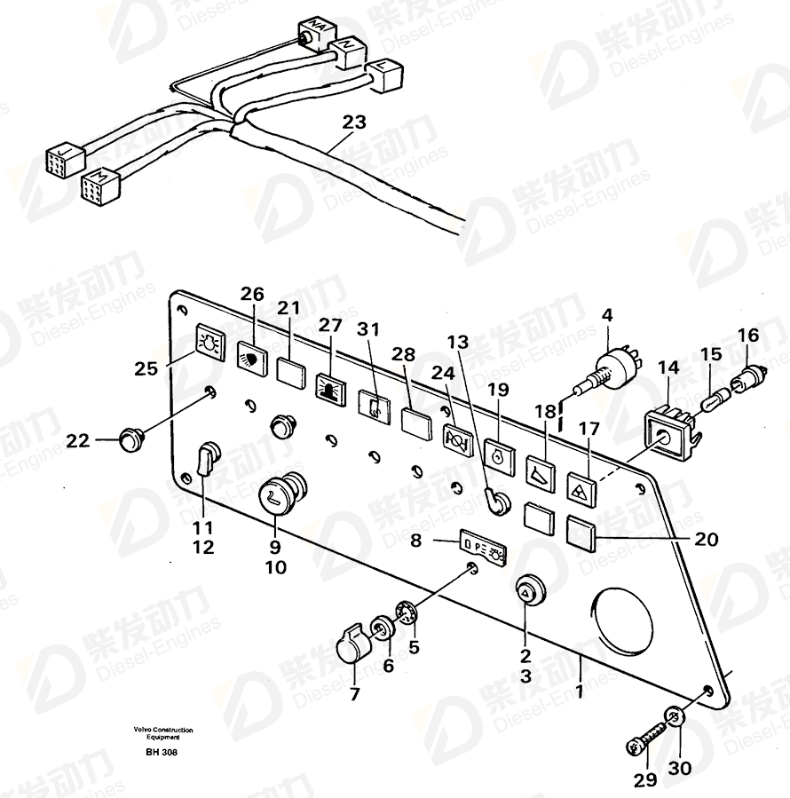 VOLVO Instrument plate 11058633 Drawing VOLVO Instrument plate 11058633 Drawing