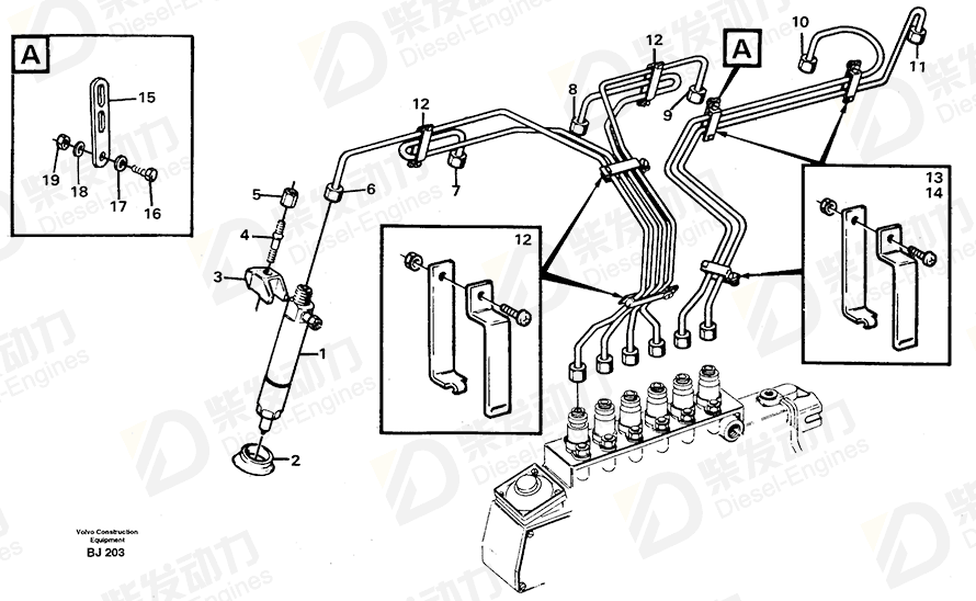 VOLVO Delivery pipe 8194245 Drawing VOLVO Delivery pipe 8194245 Drawing