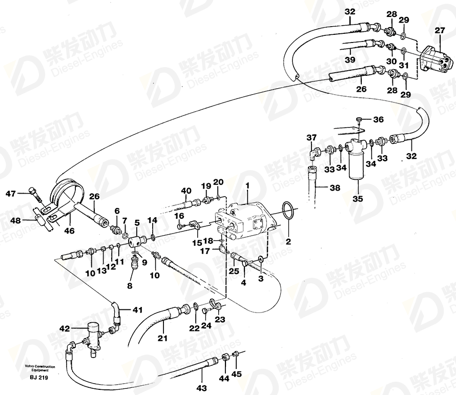 VOLVO Hose assembly 932298 Drawing VOLVO Hose assembly 932298 Drawing