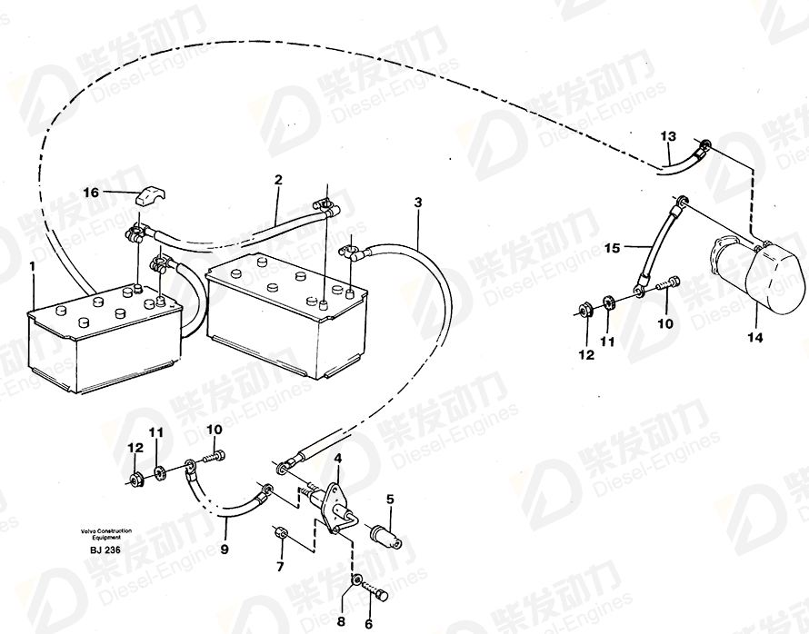 VOLVO Battery cable 4946978 Drawing