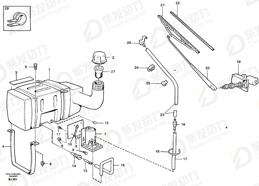 VOLVO Wiper motor 11039058 Drawing