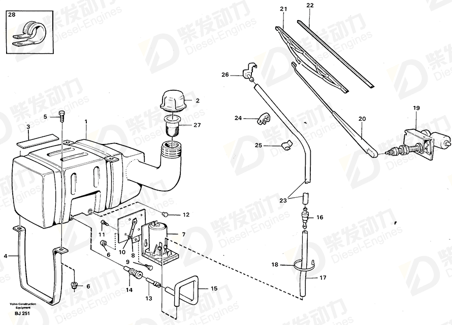 VOLVO Wiper motor 11039058 Drawing VOLVO Wiper motor 11039058 Drawing