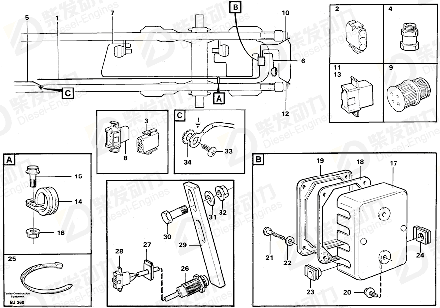 VOLVO Cable harness 11062100 Drawing