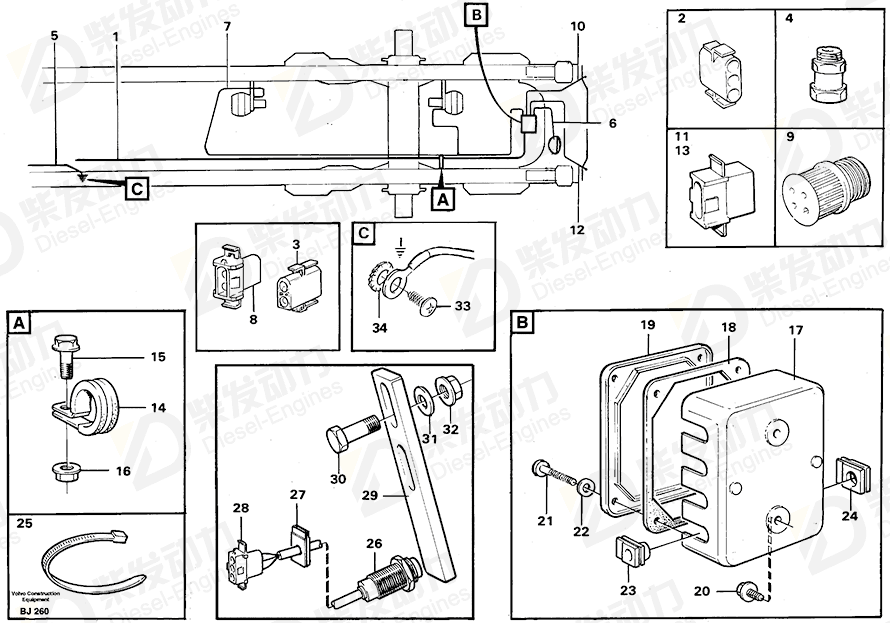 VOLVO Cable harness 11063401 Drawing VOLVO Cable harness 11063401 Drawing