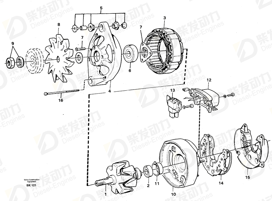 VOLVO Alternator 11702862 Drawing VOLVO Alternator 11702862 Drawing