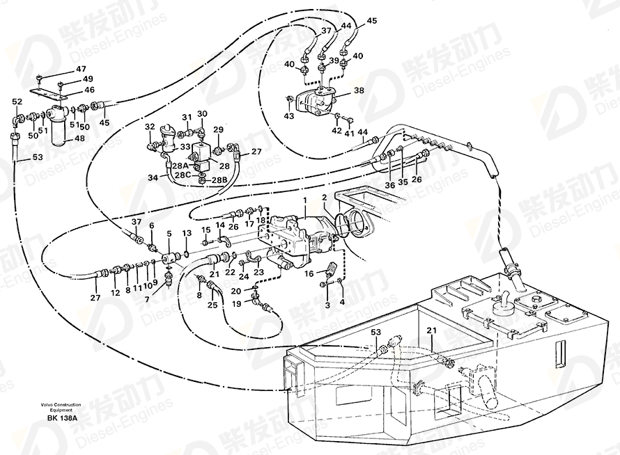 VOLVO Hose assembly 932112 Drawing VOLVO Hose assembly 932112 Drawing