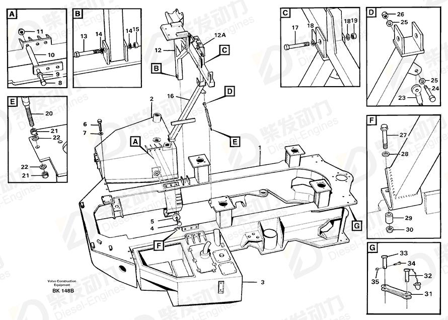VOLVO Front frame 11117443 Drawing VOLVO Front frame 11117443 Drawing